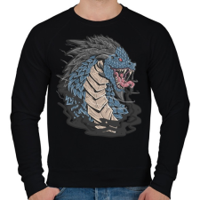 PRINTFASHION Kék sárkány - Férfi pulóver - Fekete férfi pulóver, kardigán