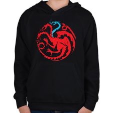 PRINTFASHION Kék sárkány - Gyerek kapucnis pulóver - Fekete gyerek pulóver, kardigán