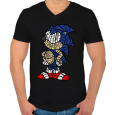 PRINTFASHION Kék süni - Férfi V-nyakú póló - Fekete