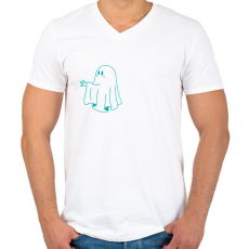 PRINTFASHION Kék szellem2 - Férfi V-nyakú póló - Fehér
