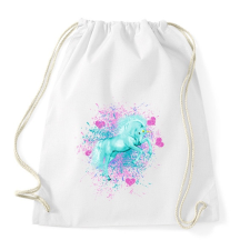 PRINTFASHION kék unikornis - Sportzsák, Tornazsák - Fehér tornazsák