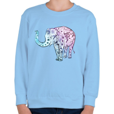 PRINTFASHION Kék virágos elefánt - Gyerek pulóver - Világoskék gyerek pulóver, kardigán