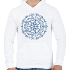 PRINTFASHION Kékfestő mandala - Férfi kapucnis pulóver - Fehér