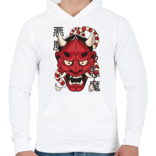 PRINTFASHION Keleti démon maszk - Férfi kapucnis pulóver - Fehér férfi pulóver, kardigán