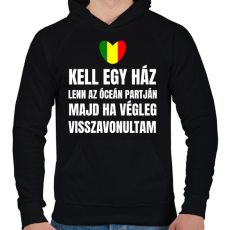 PRINTFASHION Kell egy ház lenn az óceán partján - Férfi kapucnis pulóver - Fekete