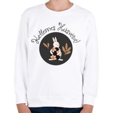 PRINTFASHION Kellemes Húsvétot - Aranyozott nyúllal - Gyerek pulóver - Fehér