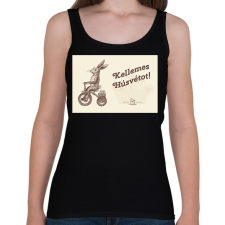 PRINTFASHION Kellemes Húsvétot - Biciklis nyúl - Női atléta - Fekete női trikó