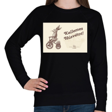 PRINTFASHION Kellemes Húsvétot - Biciklis nyúl - Női pulóver - Fekete