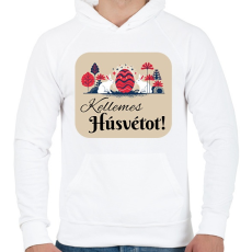 PRINTFASHION Kellemes Húsvétot! - Férfi kapucnis pulóver - Fehér