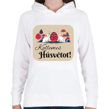 PRINTFASHION Kellemes Húsvétot! - Női kapucnis pulóver - Fehér női pulóver, kardigán