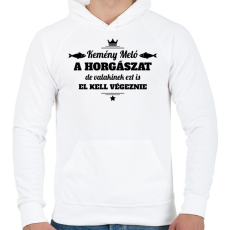 PRINTFASHION Kemény meló a horgászat... - Férfi kapucnis pulóver - Fehér