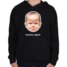 PRINTFASHION kemény vagyok 2 - Gyerek kapucnis pulóver - Fekete gyerek pulóver, kardigán