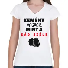 PRINTFASHION Kemény vagyok - Női V-nyakú póló - Fehér női póló