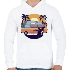 PRINTFASHION Kempingezés - Férfi kapucnis pulóver - Fehér férfi pulóver, kardigán