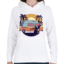 PRINTFASHION Kempingezés - Női kapucnis pulóver - Fehér női pulóver, kardigán