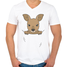 PRINTFASHION Kenguru bébi - Férfi V-nyakú póló - Fehér férfi póló