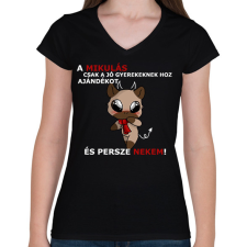 PRINTFASHION Kenny, a capybara és a Mikulás - Női V-nyakú póló - Fekete női póló