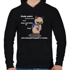 PRINTFASHION Kenny, a capybara és a suli (fehér szöveg) - Férfi kapucnis pulóver - Fekete
