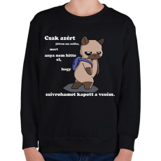 PRINTFASHION Kenny, a capybara és a suli (fehér szöveg) - Gyerek pulóver - Fekete