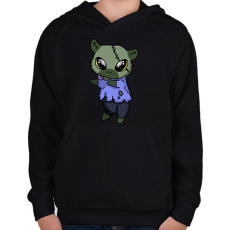 PRINTFASHION Kenny, a capybara zombi jelmezben - Gyerek kapucnis pulóver - Fekete