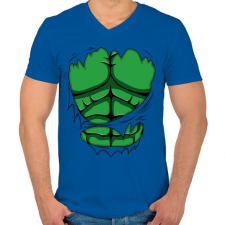 PRINTFASHION Képregényes hasizom - Férfi V-nyakú póló - Királykék férfi póló