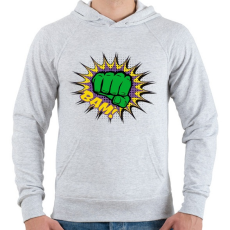PRINTFASHION Képregényes ököl - Férfi kapucnis pulóver - Sport szürke