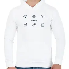 PRINTFASHION Kerékpár alkatrészek  - Férfi kapucnis pulóver - Fehér férfi pulóver, kardigán