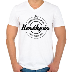 PRINTFASHION kerekpar-black - Férfi V-nyakú póló - Fehér