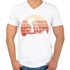 PRINTFASHION Kerékpáros - Férfi V-nyakú póló - Fehér férfi póló