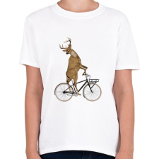 PRINTFASHION Kerékpározó szarvas - Gyerek póló - Fehér gyerek póló