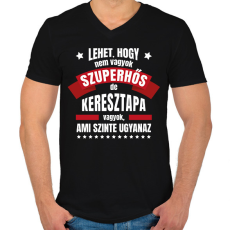 PRINTFASHION Keresztapa szuperhős - Férfi V-nyakú póló - Fekete