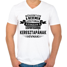 PRINTFASHION Keresztapának hívnak... - Férfi V-nyakú póló - Fehér