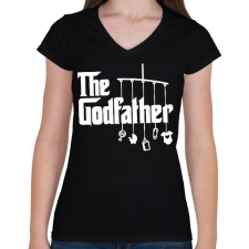 PRINTFASHION Keresztapu - Női V-nyakú póló - Fekete női póló