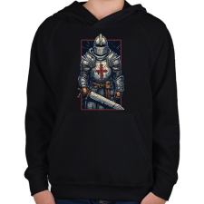 PRINTFASHION Kereszteslovag - Gyerek kapucnis pulóver - Fekete gyerek pulóver, kardigán