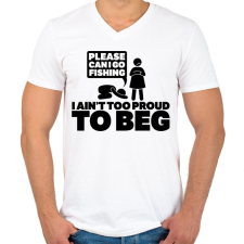 PRINTFASHION Kérlek, elmehetek pecázni...? - Férfi V-nyakú póló - Fehér férfi póló