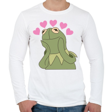 PRINTFASHION Kermit in love - Férfi hosszú ujjú póló - Fehér