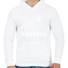 PRINTFASHION Kertész - Férfi kapucnis pulóver - Fehér férfi pulóver, kardigán
