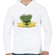 PRINTFASHION Kertész - Férfi kapucnis pulóver - Fehér férfi pulóver, kardigán