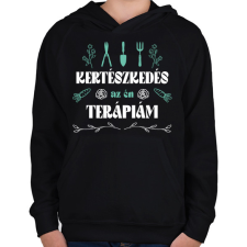 PRINTFASHION Kertészkedés a terápiám - Gyerek kapucnis pulóver - Fekete gyerek pulóver, kardigán