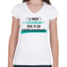 PRINTFASHION Kertészkedés - Női V-nyakú póló - Fehér