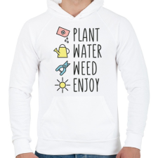 PRINTFASHION Kertészkedés - Ültesd locsold élvezd  - Férfi kapucnis pulóver - Fehér férfi pulóver, kardigán