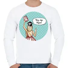 PRINTFASHION Kész, vége, megvan! - Férfi pulóver - Fehér férfi pulóver, kardigán