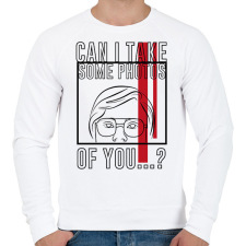 PRINTFASHION Készíthetek rólad pár fotót...? - Férfi pulóver - Fehér férfi pulóver, kardigán