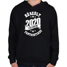 PRINTFASHION Készült 2020 - 1 éve vagyok fantasztikus - Gyerek kapucnis pulóver - Fekete