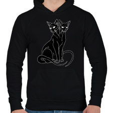 PRINTFASHION Két fejű cica - Férfi kapucnis pulóver - Fekete férfi pulóver, kardigán