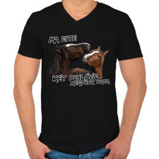 PRINTFASHION Két pejló (Delta) - Férfi V-nyakú póló - Fekete férfi póló