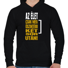 PRINTFASHION Két sör után - Férfi kapucnis pulóver - Fekete
