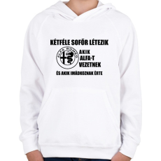 PRINTFASHION Kétféle Alfa Sofőr - Gyerek kapucnis pulóver - Fehér