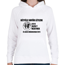 PRINTFASHION Kétféle Alfa Sofőr - Női kapucnis pulóver - Fehér női pulóver, kardigán