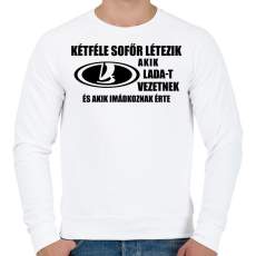 PRINTFASHION Kétféle sofőr: Lada - Férfi pulóver - Fehér